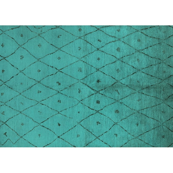 Ahgly Company Indoor Rectangle Solid Turquoise Blue Modern Area Rugs, 7' x 9'