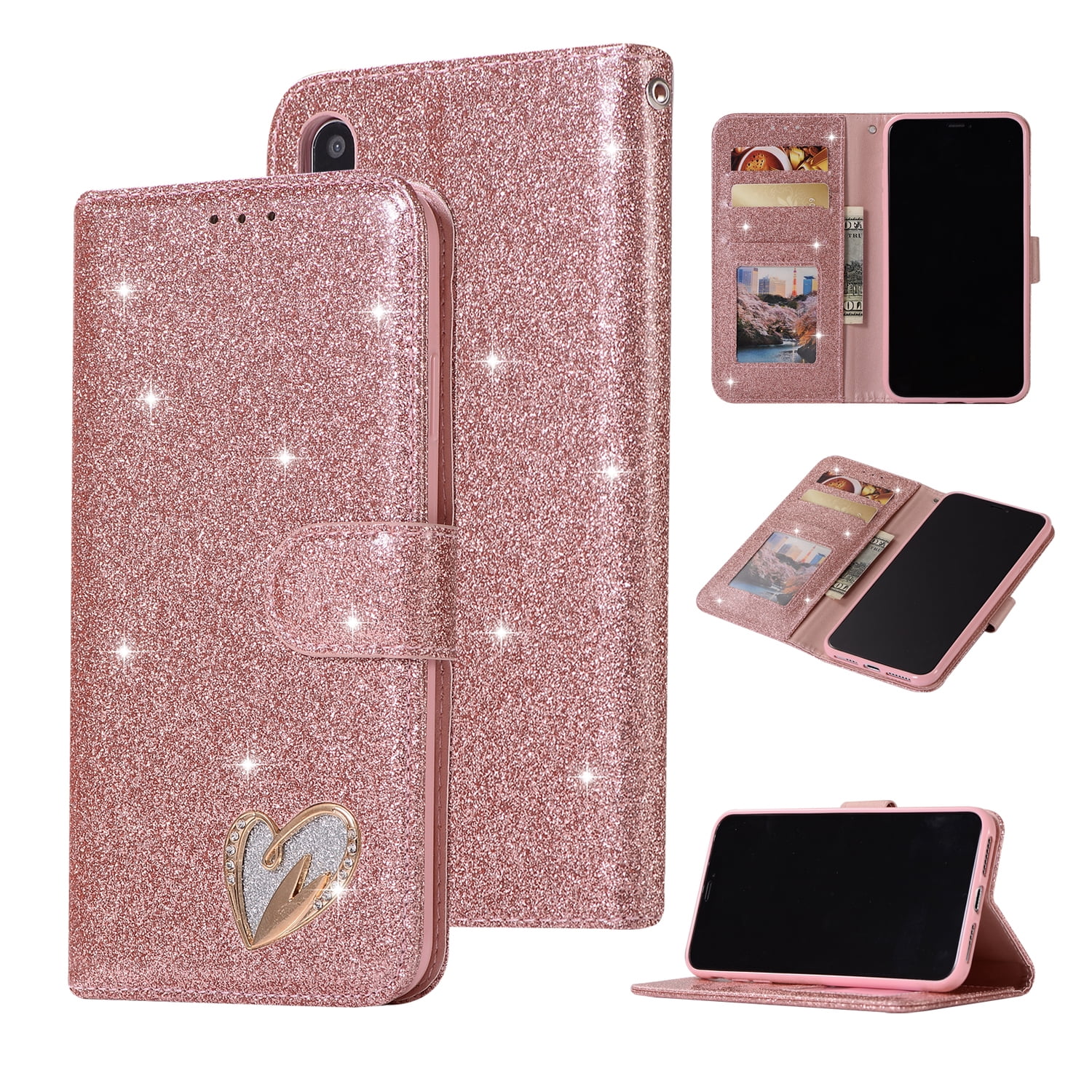 iPhone XS Max Case Wallet, iPhone XS Max 2018 Cover, Allytech Glitter Folio Kickstand with