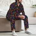 thumbnail image 7 of Naloa Colorful Pumpkin Faces Men’s Pajamas Set - Long Sleeve Button Down Sleep Shirt and Pajama Bottoms Sleepwear Set-X-Large, 7 of 7