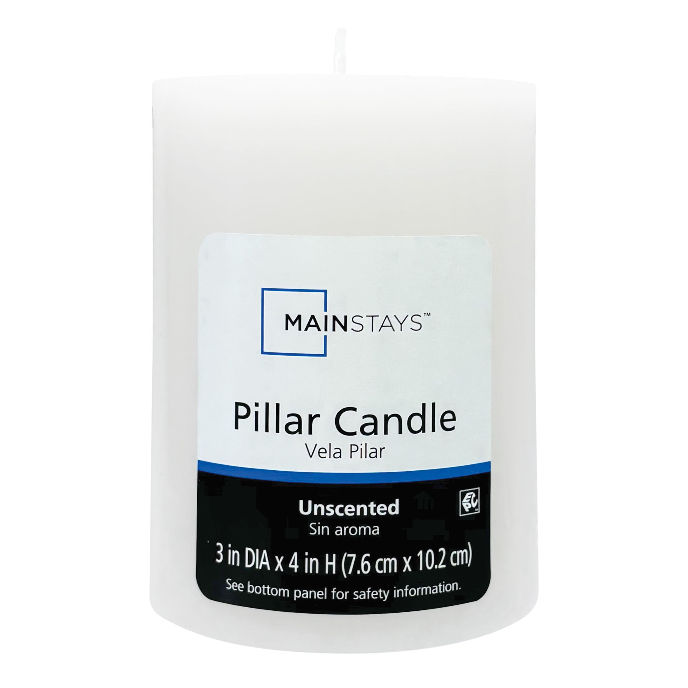 (2 pack) Mainstays Unscented Pillar Candles, 3x4 Inches, White