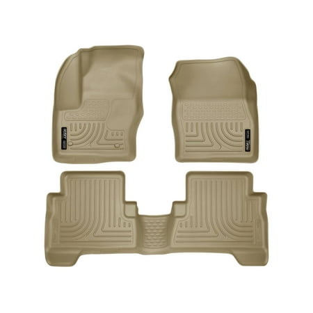 Husky Liners Weatherbeater Floor Mats | Fits 2013 - 2019 Ford Escape; 2013 - 2018 Ford C-Max | Front & 2nd Row, 3-pc Tan - 99743