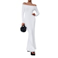 thumbnail image 4 of Valcatch Maxi Dress for Women Off Shoulder Long Sleeve Bodycon Long Dress Soft Slim Lounge Dress, 4 of 5