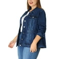 thumbnail image 4 of Agnes Orinda Women's Plus Size Fashion Outerwear Long Sleeve Button Denim Jacket 3X Dark Blue, 4 of 7