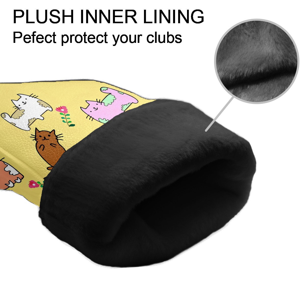 Golf Club Covers, Yellow Cat Premium PU Leather Driver Hybrid Putter Head Covers with Velvet Lining, Waterproof Golf Gifts for Men Women