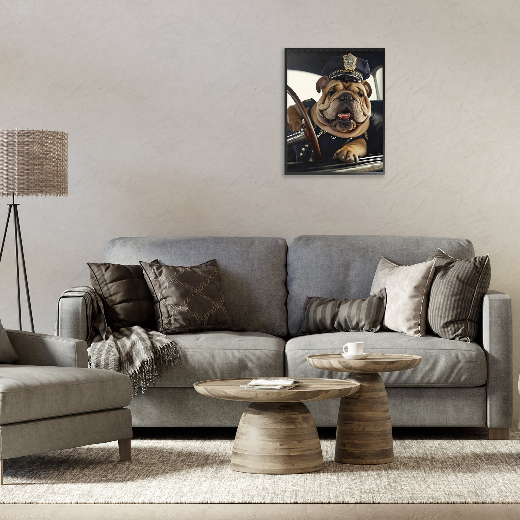 Stupell Industries Police Dog in Car Animals & Insects Painting Black Framed Art Print Wall Art, 16 x 20