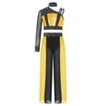 thumbnail image 4 of iiniim Girls Jazz Dance Colored Patch Party Wear Shiny Embellishment Modern Stage Contest Top with Pants Yellow 8, 4 of 7