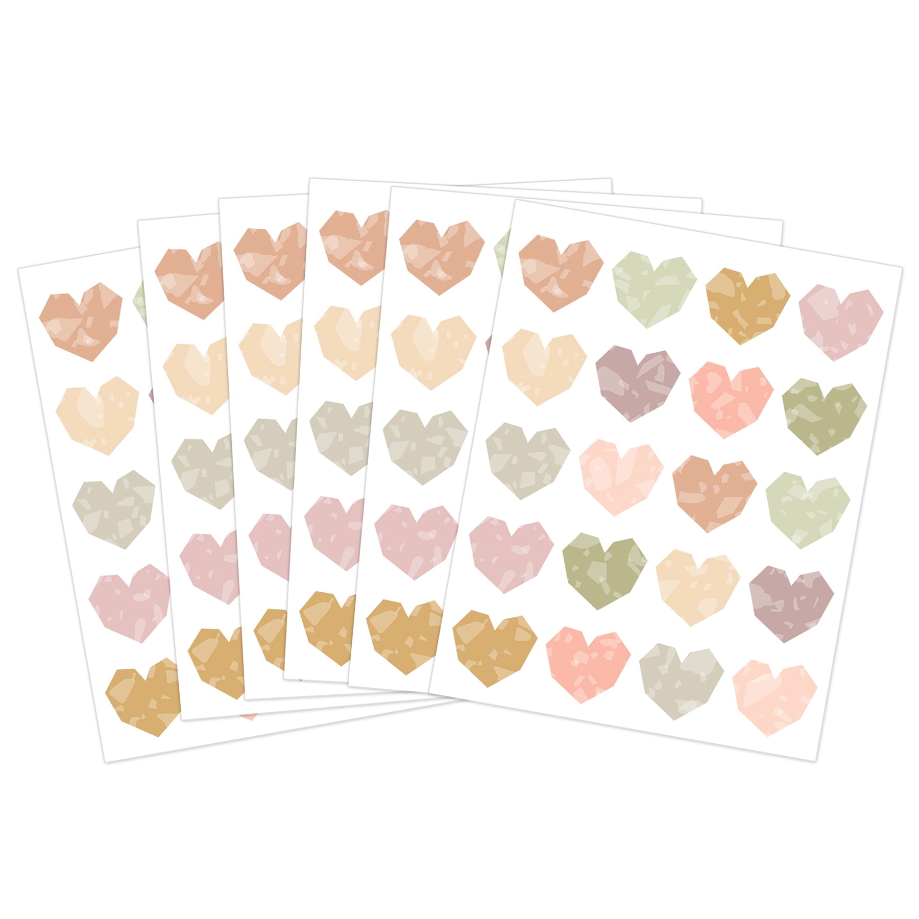 Teacher Created Resources Terrazzo Tones Hearts Stickers, 120 Per Pack, 12 Packs