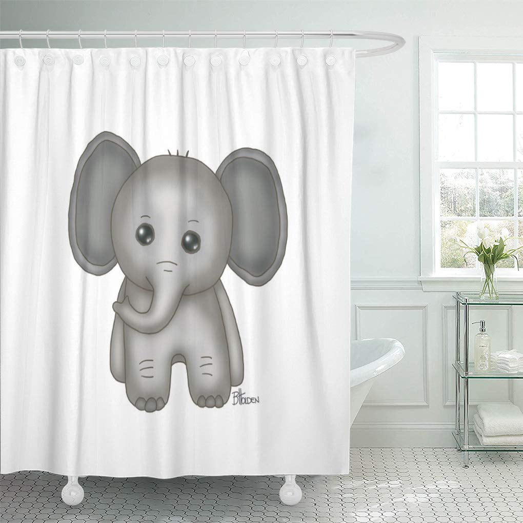 CYNLON Safari Cute Baby Elephant Jungle Bathroom Decor Bath Shower ...