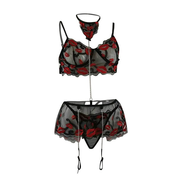Pisexur Sexy Mesh Sheer Lingerie Set for Women Bra and Panty 2 Piece 