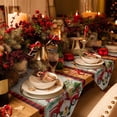 thumbnail image 2 of Table Runner Dresser Scarves Merry Christmas Santa Claus Red Truck Cotton Linen Burlap Table Cover BSnowflake Xmas Tree on Linen Table Runners for Family Kitchen Dining Holiday Party Banquet Decor, 2 of 5