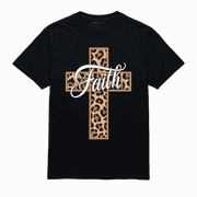 LAKIDAY Leopard Cross Tee Shirt Black Christian Graphic Shirt Bible Verse Casual Tops