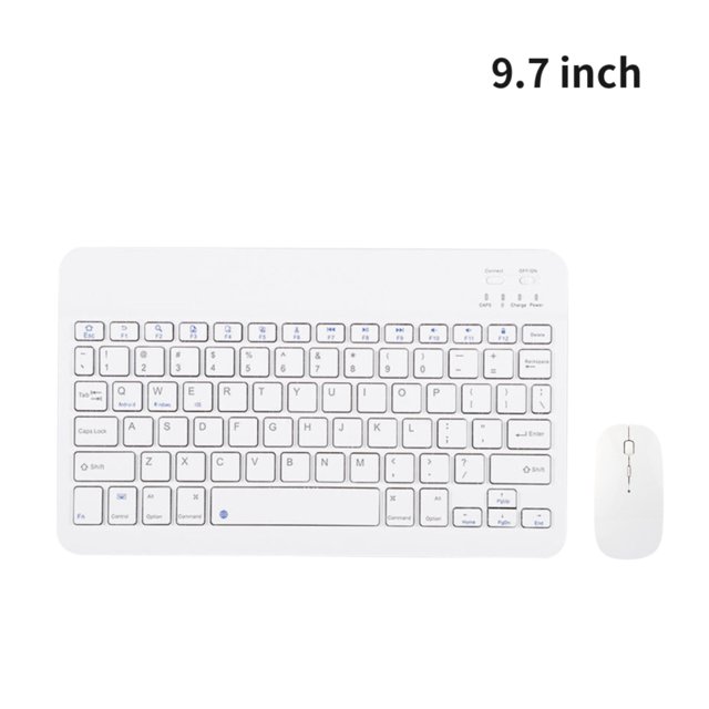 Teclado Bluetooth Mini Teclado Universal Inalámbrico Recargable para Tableta con Ratón para Teléfono PC, Tipo 2, Blanco, 9.7 pulgadas Vogacara EL001049-11B