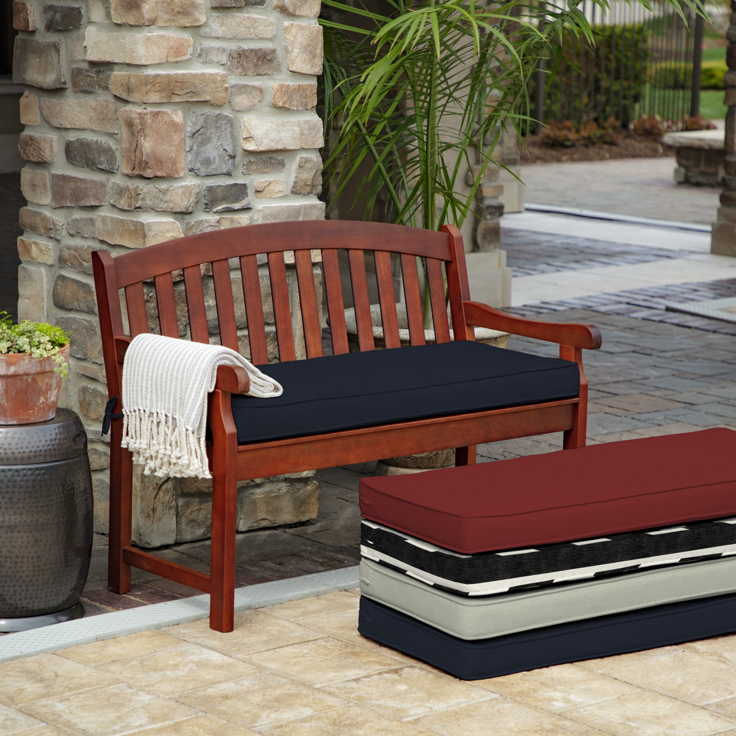 Arden Selections Outdoor Bench Cushion 18 x 46 Light Grey