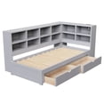 thumbnail image 5 of MODERNLUXE Twin XL to King Size Wood Daybed with Storage Cabinets, Drawers, LED Light and USB Ports, Gray, 5 of 11