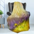 thumbnail image 4 of Flower Soft Flannel Fleece Blanket, Pastel Colored Floral Lawn and Hazy Shallow Depth of Field Nature Depiction Design, Cozy Plush for Indoor and Outdoor Use, 50" x 70", Purple Green, by Ambesonne, 4 of 5