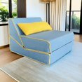 thumbnail image 3 of Floor Futon Couch, 3-in-1 Folding Sofa Chair Bed Convertible Sofa with Pillow, Portable Fold Out Couch Guest Bed for Adults, Home Office, Apartment, Dorm, Blue, 3 of 7