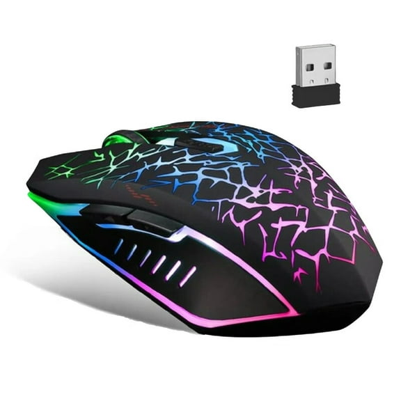 Rechargeable X70/M70 2.4GHz 7 Color LED Backlit Wireless USB Optical Gaming Mouse Mice with Nano USB Receiver, Adjustable DPI for Computer Laptop Gamer