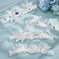thumbnail image 4 of 4Pcs Bridal Lace Pearl Wedding GartersSet Wedding Garters Belt Handmade Crystal Strecth Lace Leg Rings Leg Accessories for Bride Bridesmaid, 4 of 7