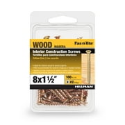 Hillman Interior Wood Screws, 8 X 1.5", Zinc Plated, Steel, 100 Pieces