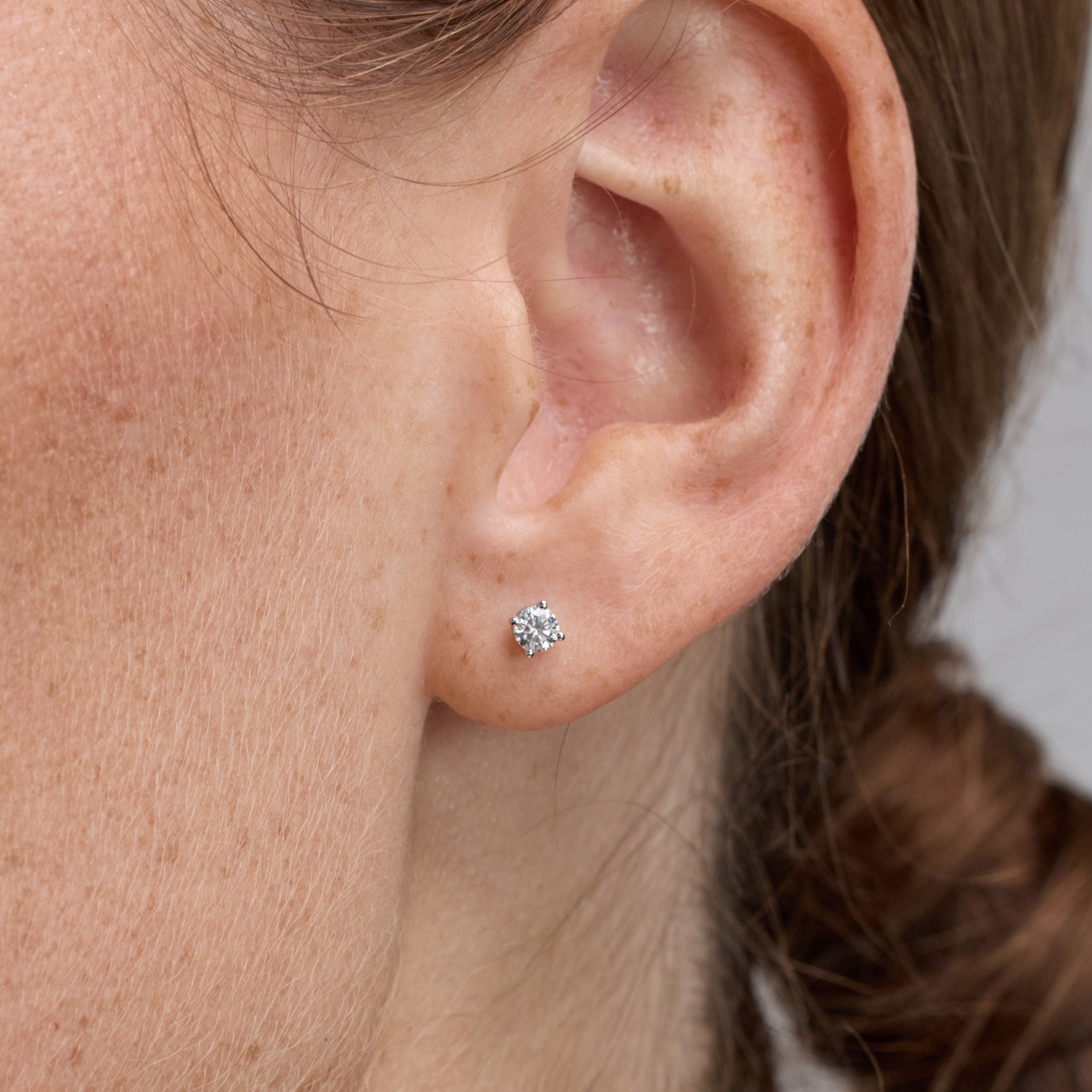 Unique Moments 1/2 Ct Round Lab Grown Diamond Stud Earrings in 10K White Gold for Women (J-SI-I1)