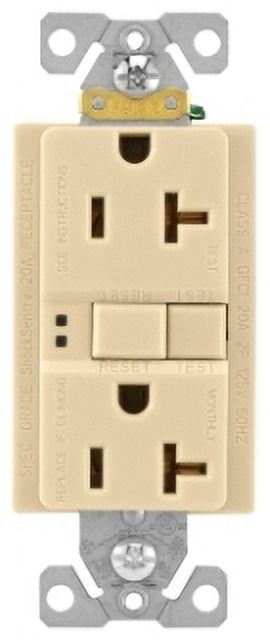 Cooper Wiring Devices 393725767 SGF20V 20A Self Test Duplex GFCI Receptacle, Ivory