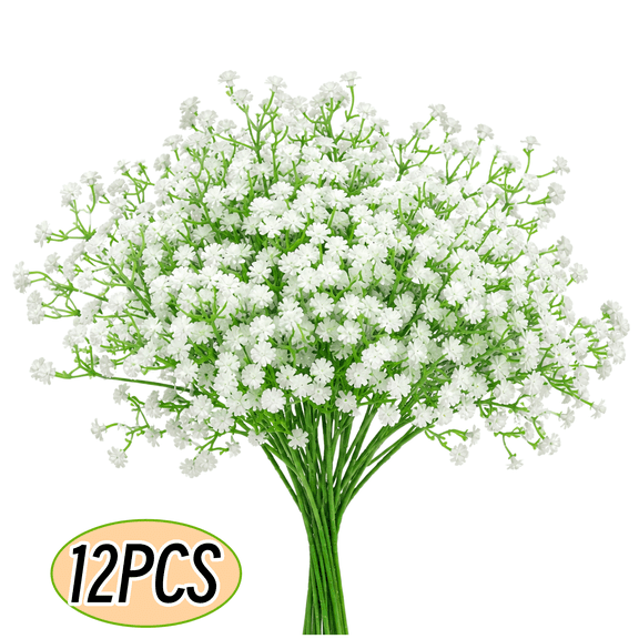 Baby's Breath Artificial Flowers 20.5'' Fake White Flowers Babys Breath for Wedding Floral Arrangement Party Home Decoration 12Pcs