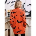 thumbnail image 6 of Women'S Button Cardigan Long Sleeve Loose Casual Knit Cardigan Halloween Bat Orange Color S, 6 of 8