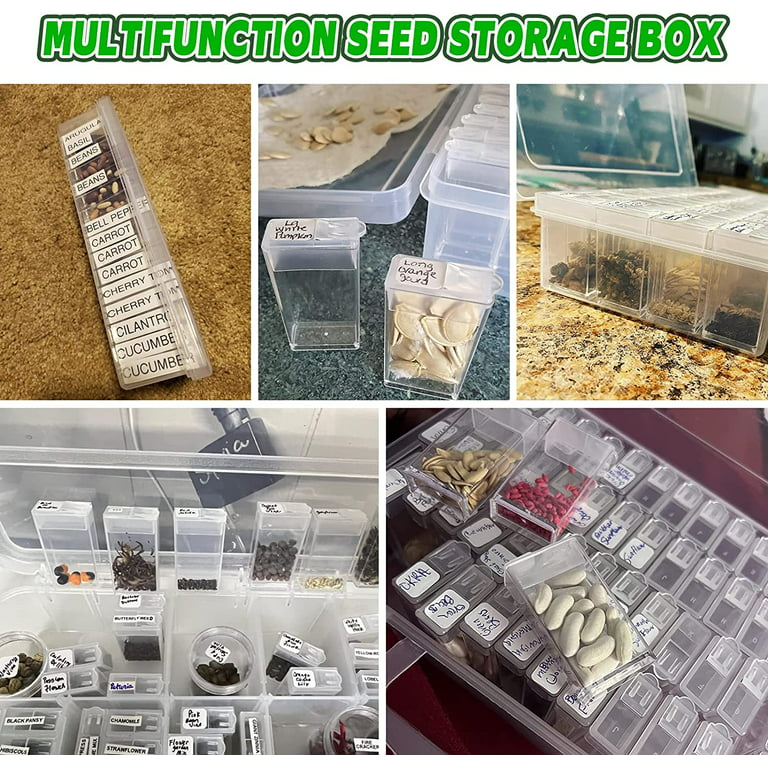 64 Slots Plastic Seed Storage Box, Seeds Storage Organizer with