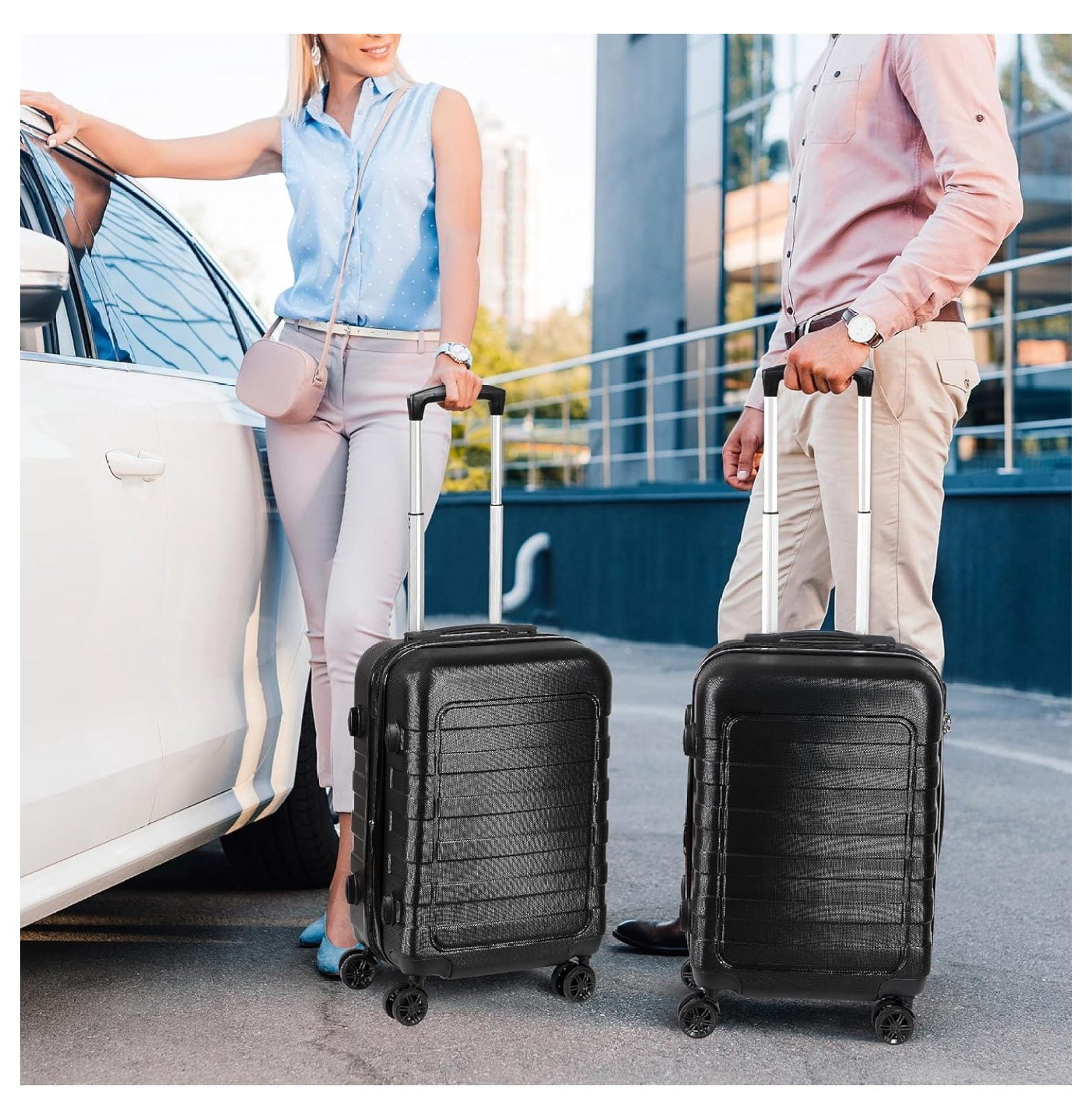 22 Inch Hardside Expandable Luggage ,Carry On Luggage With Spinner Wheels,Travel Suitcase Black