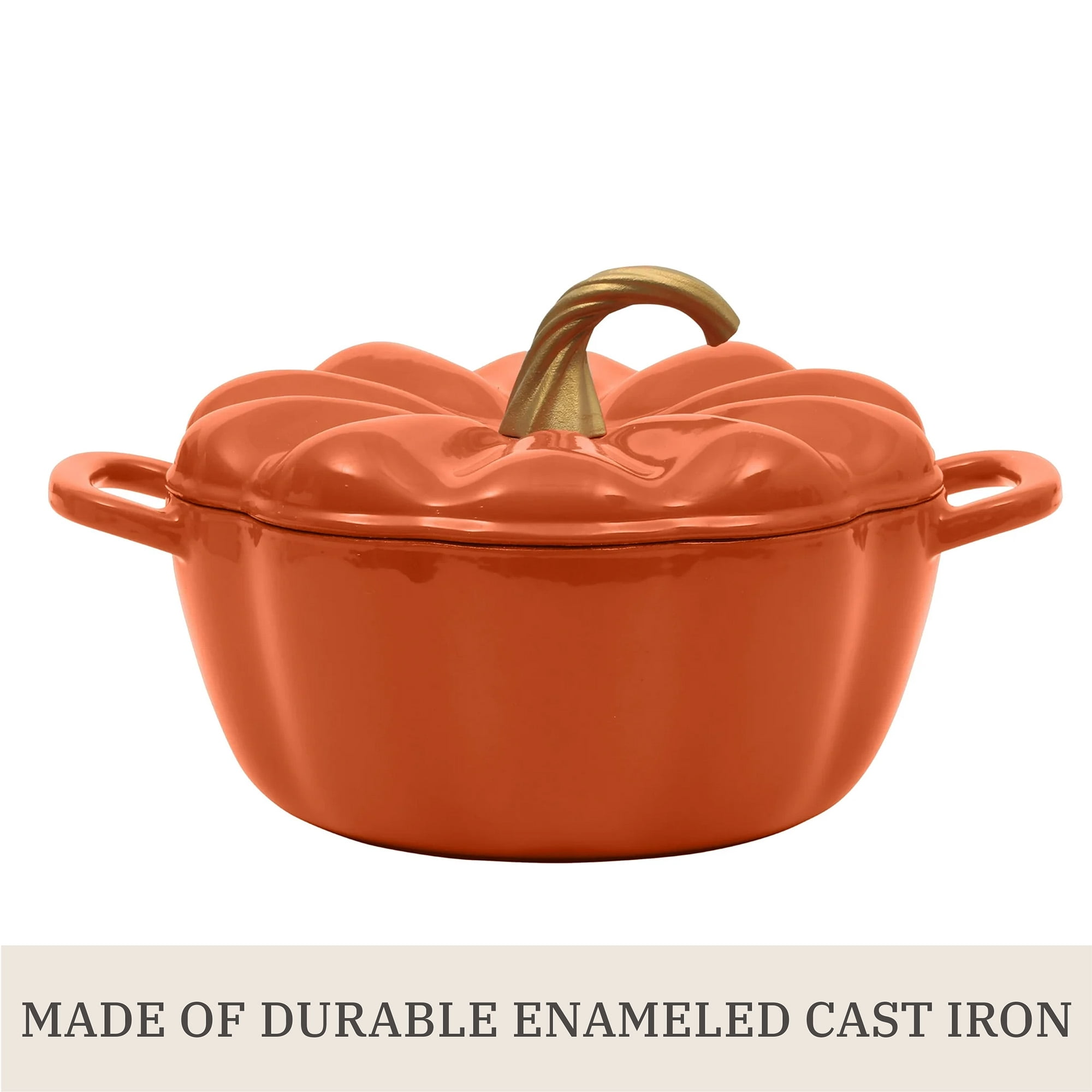 The Pioneer Woman 3.5-Quart Pumpkin Enameled Cast Iron Dutch Oven, Orange