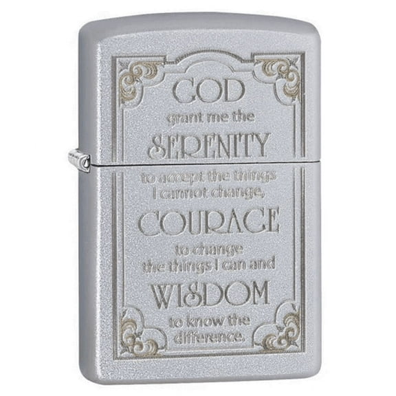 Zippo Serenity Prayer Design Satin Chrome Pocket Lighter
