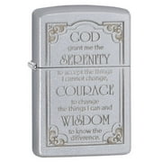 Zippo Serenity Prayer Design Satin Chrome Pocket Lighter
