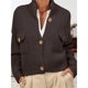 thumbnail image 4 of Chaquetas Tipo Suéter con Botones para Mujer, de Moda, con Cuello Alto, Larga, Holgadas, de Punto Grueso, Abrigos para Exteriores. Marrón XL, 4 of 7