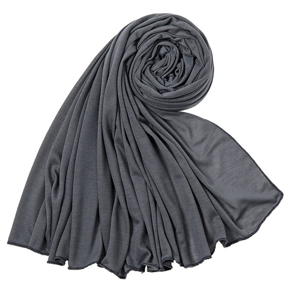 IYYVV Stretch Jersey Turban Head Wraps Long Solid Color African Shawl Hair Scarfs Soft Lightweight Breathable Head Bands Ties For Black Women Gray
