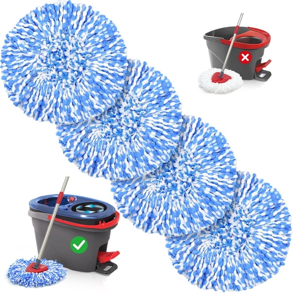 TidyBliss Spin Mop Replace Head 4 Pack for RinseClean 2 Tank System