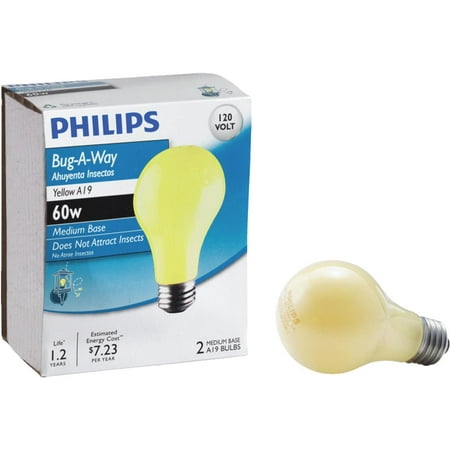 Philips Lighting Co 2 Pack 60w Yel Bug Bulb (Best Outdoor Bug Light Bulbs)