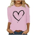 thumbnail image 2 of Sakmal Heart Womens&nbsp;Blouses Dressy Casual 3/4 Sleeve Crew Neck Shirts Pink Blouses Casual Tops for Women, 2 of 5