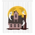 thumbnail image 2 of Ambesonne Haunted Mansion Shower Curtain, House with Ghosts, 69"Wx84"L, Warm Taupe and Pale Orange, 2 of 4