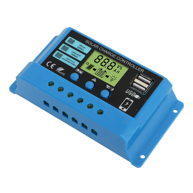 Contrôleur de Charge Solaire, Régulateur de Charge de Panneau Solaire de Batterie 12V 24V pour RV Domestique