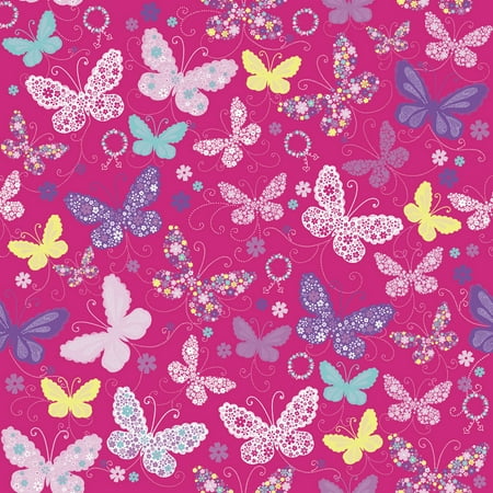 JAM Industrial Bulk Wrapping Paper, 1/Pack, Butterfly Pink Gift Wrap, 834 Sq Ft (1/2 Ream)