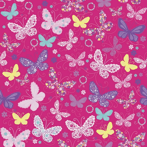 Jam Industrial Bulk Wrapping Paper 1 Pack Butterfly Pink Gift Wrap 416 Sq Ft 1 4 Ream Walmart Com Walmart Com