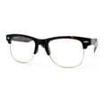 thumbnail image 5 of SA106 Mens Hipster Half Horn Rim Clear Lens Geek Fashion Eyeglasses Tortoise Gold - Clear, 5 of 8