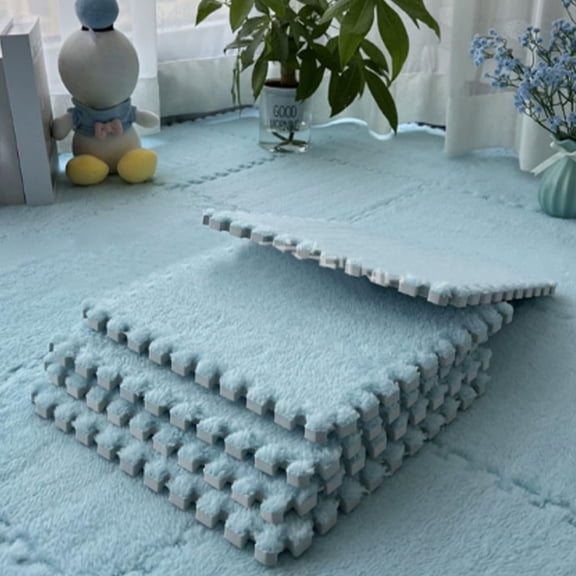 Shipiny Plush Puzzle Floor Mat, 1CM Thick Suede Foam Bedside Carpet for Bedroom and Living Room, Soft Non-slip Home Ground Mat for Kids Play and Home Decoration, K