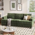 thumbnail image 3 of BLAZANT 89" Extra Deep Seats Oversize, Chenille Fabric 3 Seater Sofa for Living Room, Modern Couch and Sofa, Comfy Armrests and Seats and Backrests, Easy Installation,Green, 3 of 14