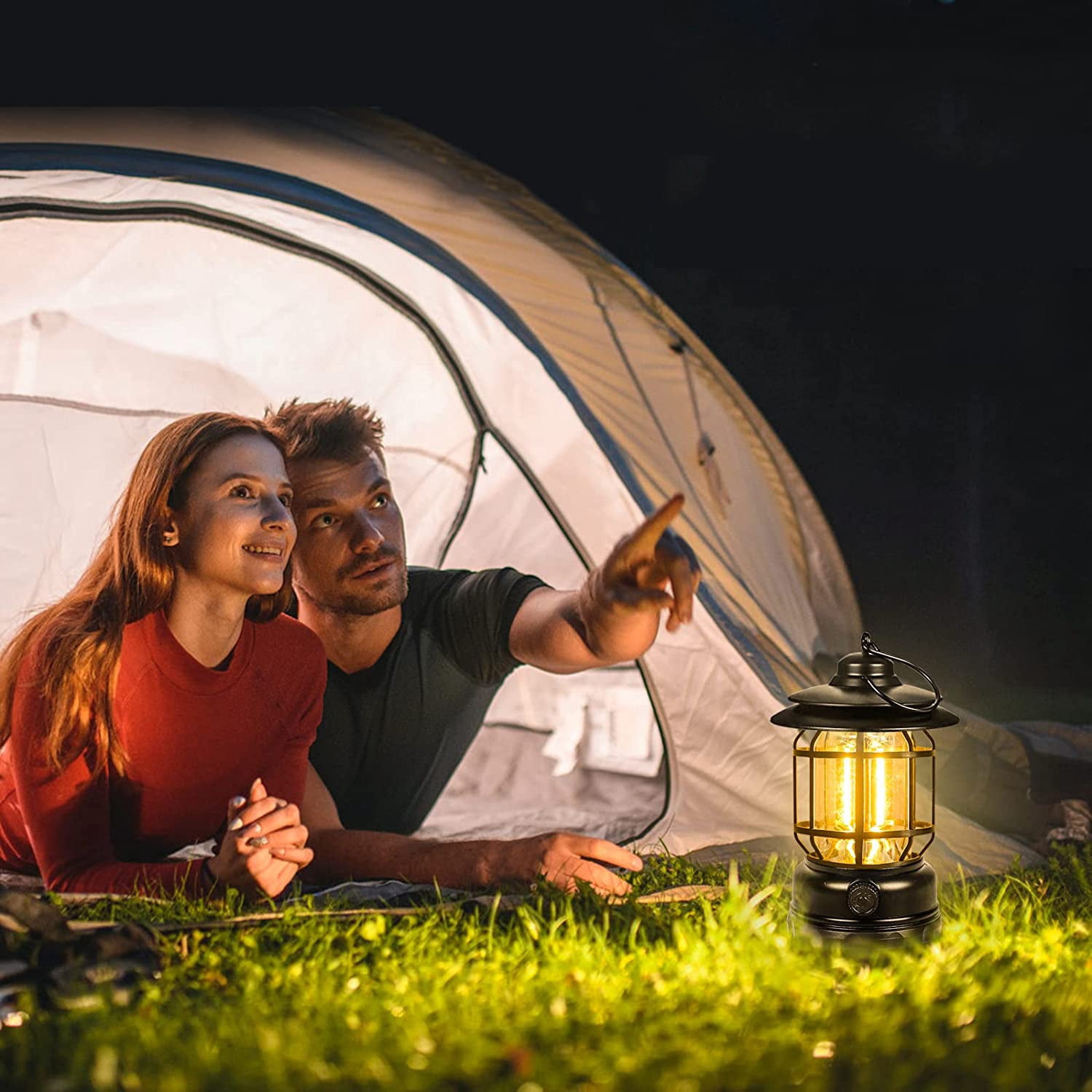BEEPRINCESS Lightweight LED Camping Lanterns Rechargeable, Ultra Bright COB Camping Light, Waterproof, Stepless Dimming, Vintage Lanterns for Camping, Power Outage, Hurricane and Emergency