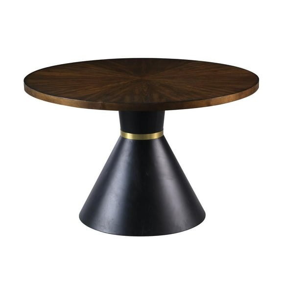 Hemingway Round Oak Wood Dinette Table with Black Base