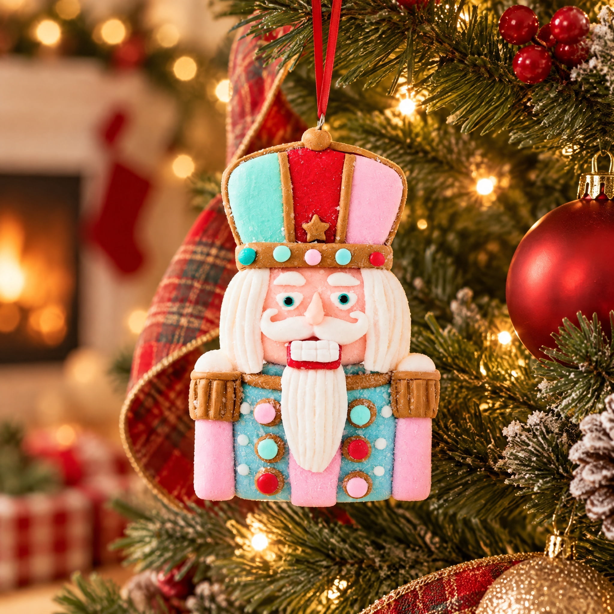 Multicolor Clay Dough Nutcracker Christmas Ornament, 4.3", by Holiday Time
