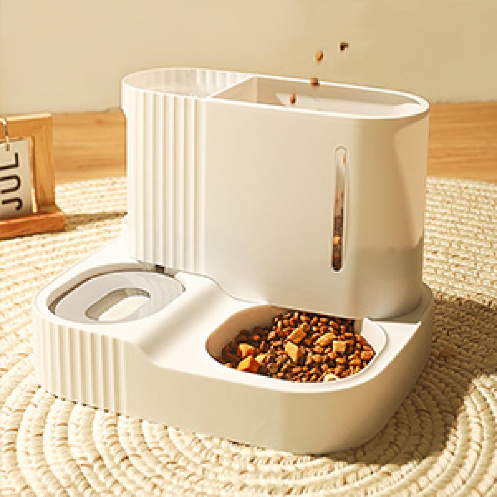 SQDWYGUO Gravity Pet Feeder and Water Dispenser Set, Automatic Cat Food Dispenser, Automatic Pet Feeder and Water Dispenser 2 in 1Suitable for Tracing Dogs and Pets,grey
