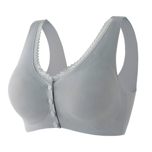 AherBiu Women Bras Full Coverage Smoothing Front Closure Button Comfort Bras High Support No Underwire Bralettes