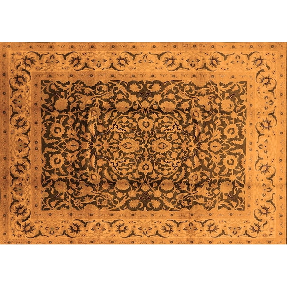 Ahgly Company Indoor Rectangle Oriental Orange Industrial Area Rugs, 7' x 9'
